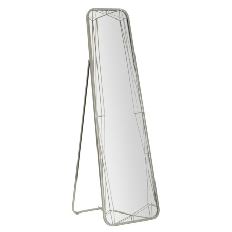 Miroir sur pied argenté – miroir glamour – 46 x 2 x 54 x 153 cm (miroir 43 x 150 cm)