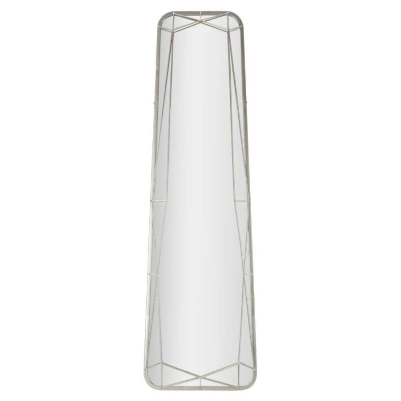 Miroir sur pied argenté – miroir glamour – 46 x 2 x 54 x 153 cm (miroir 43 x 150 cm)
