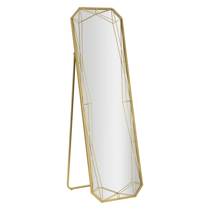 Miroir sur pied doré – miroir glamour design – 46 x 2 x 57 x 153 cm (miroir 43 x 150 cm)