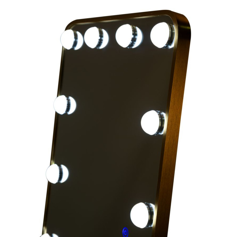 Miroir sur pied LED Hollywood rectangulaire – miroir lumineux moderne – 50 x 6 x 45 x 160 cm (3 couleurs)