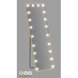 Miroir sur pied LED Hollywood rectangulaire – miroir lumineux moderne – 50 x 6 x 45 x 160 cm (3 couleurs)