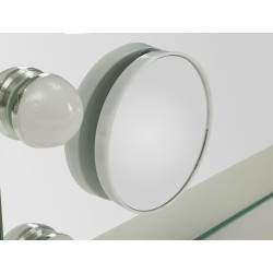 Miroir de table LED Hollywood – miroir lumineux design – 55 x 14 x 43 cm (miroir rond Ø 9 cm, 3 couleurs)