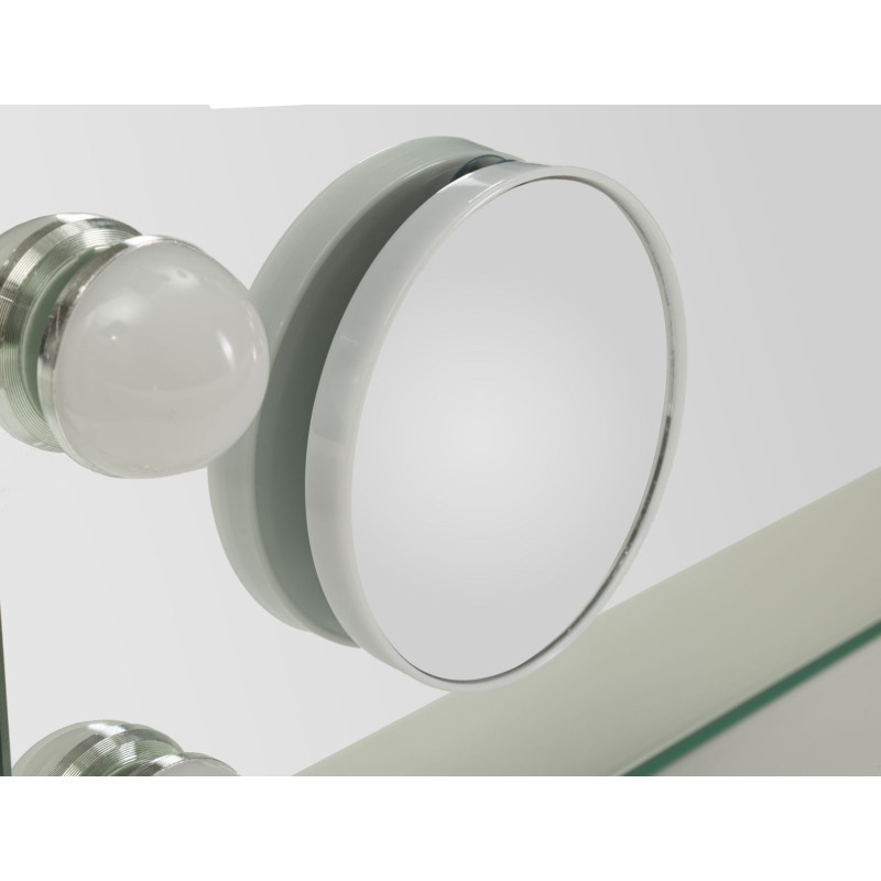 Miroir de table LED Hollywood – miroir lumineux design – 55 x 14 x 43 cm (miroir rond Ø 9 cm, 3 couleurs)