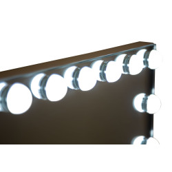 Miroir de table LED Hollywood – miroir lumineux design – 55 x 14 x 43 cm (miroir rond Ø 9 cm, 3 couleurs)