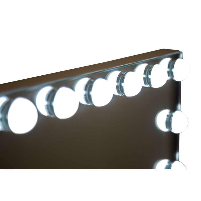 Miroir de table LED Hollywood – miroir lumineux design – 55 x 14 x 43 cm (miroir rond Ø 9 cm, 3 couleurs)