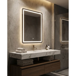 Miroir mural LED rectangulaire – miroir lumineux design – 60 x 3,5 x 80 cm (3 couleurs)