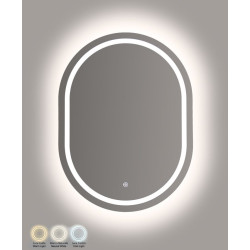 Miroir mural LED ovale – miroir lumineux contemporain – 60 x 3,5 x 80 cm (3 couleurs)