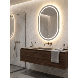 Miroir mural LED ovale – miroir lumineux contemporain – 60 x 3,5 x 80 cm (3 couleurs)