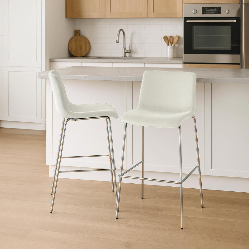 Tabouret de bar chromé à 4 pieds en velours Hover