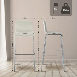 Tabouret de bar chromé à 4 pieds en velours Hover