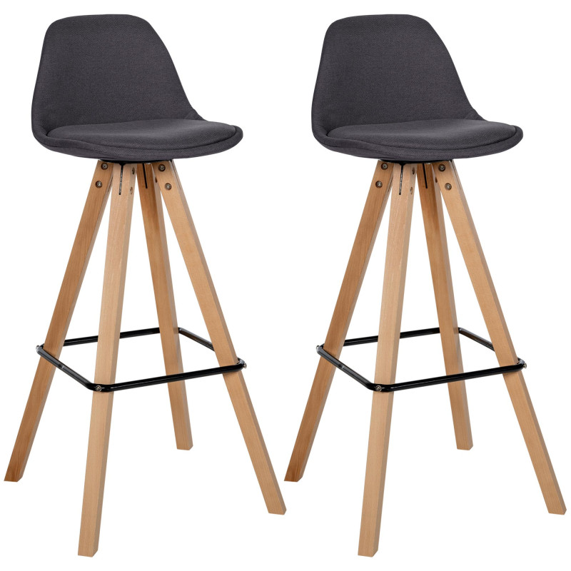 Lot de 2 tabourets de bar Corbin tissu carré