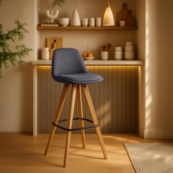 Lot de 2 tabourets de bar Corbin tissu carré