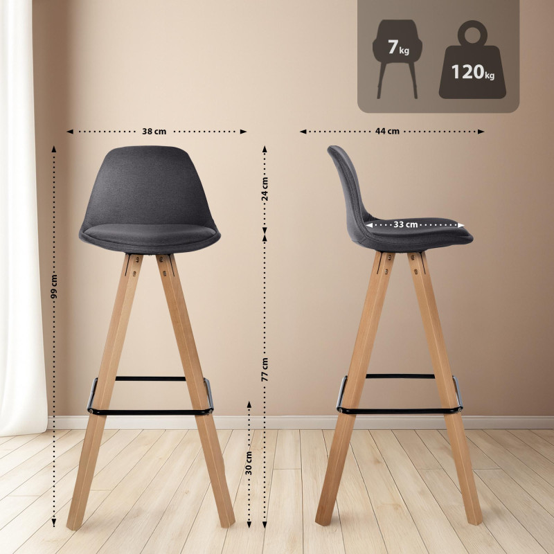 Lot de 2 tabourets de bar Corbin tissu carré
