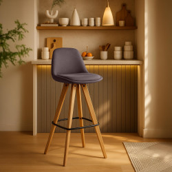 Lot de 2 tabourets de bar Corbin tissu carré