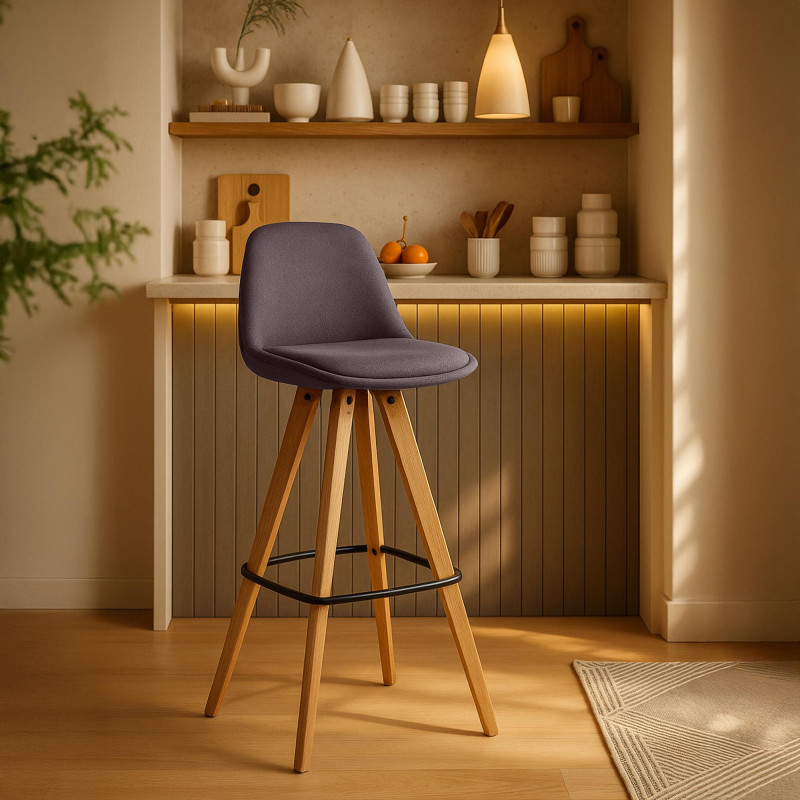 Lot de 2 tabourets de bar Corbin tissu carré