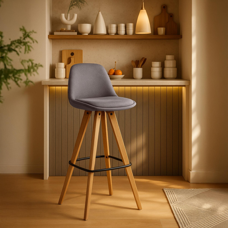 Lot de 2 tabourets de bar Corbin tissu carré