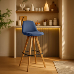 Lot de 2 tabourets de bar Corbin tissu carré