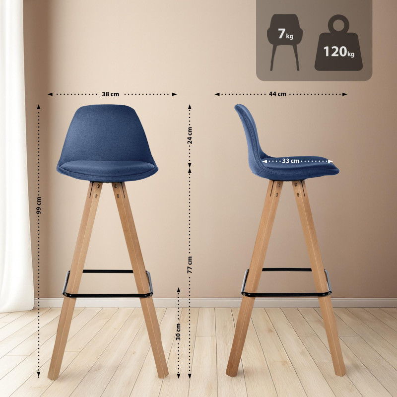 Lot de 2 tabourets de bar Corbin tissu carré
