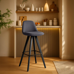 Lot de 2 tabourets de bar Corbin tissu carré