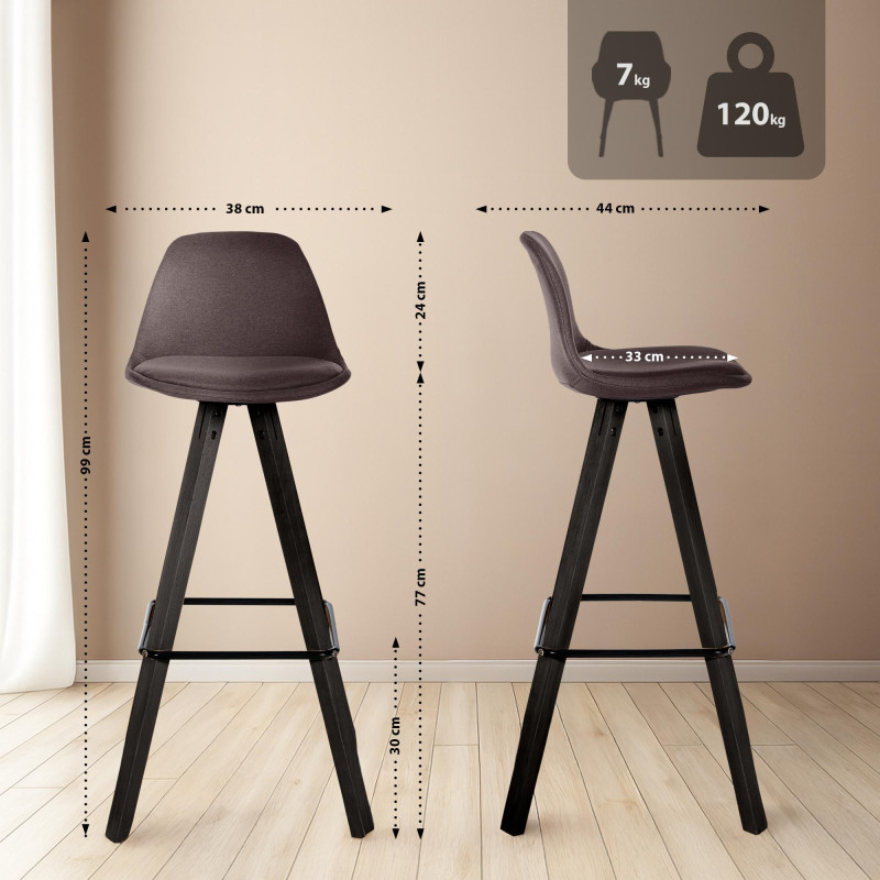Lot de 2 tabourets de bar Corbin tissu carré