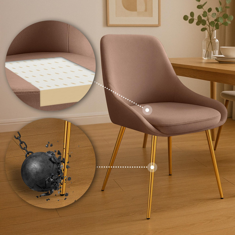 Lot de 2 chaises de salle à manger Elmira en velours doré