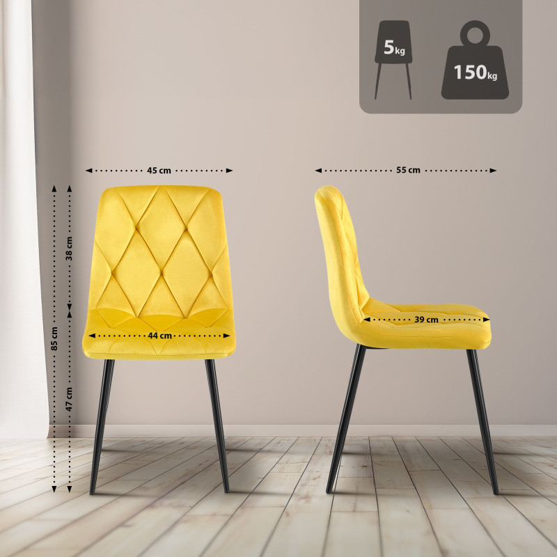 Ensemble de 2 chaises de salle à manger en velours Clairton