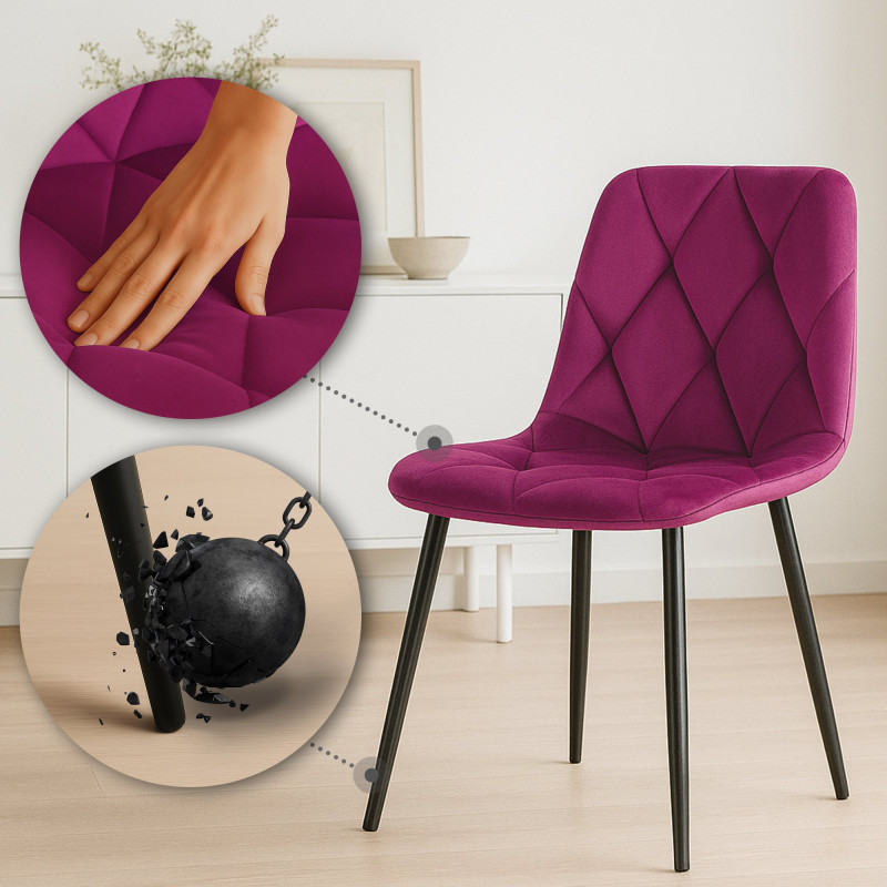 Ensemble de 2 chaises de salle à manger en velours Clairton