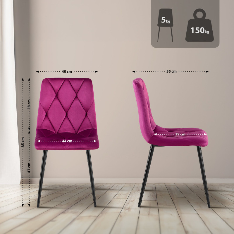 Ensemble de 2 chaises de salle à manger en velours Clairton
