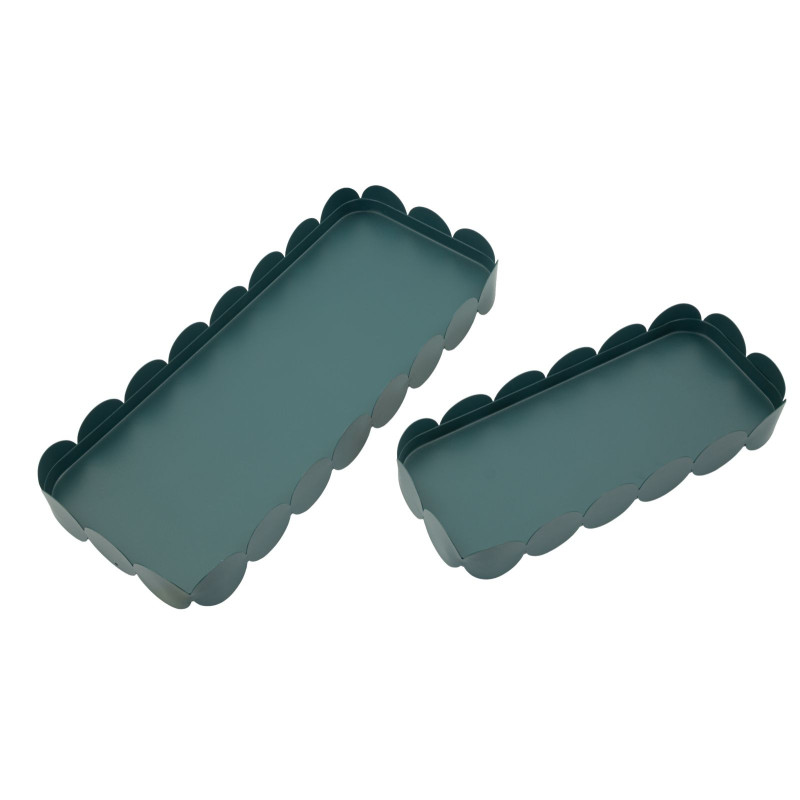 Plateau Saturn rectangulaire bleu sarcelle – lot de 2 – 40 x 16,5 x 4,5 cm et 29 x 12 x 4,5 cm