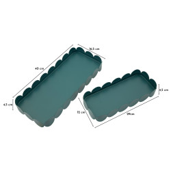 Plateau Saturn rectangulaire bleu sarcelle – lot de 2 – 40 x 16,5 x 4,5 cm et 29 x 12 x 4,5 cm