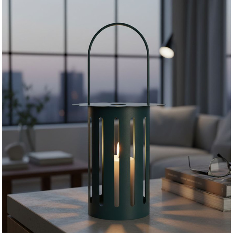 Lanterne Saturne bleue – lanterne design moderne – Ø 24 x 43 cm