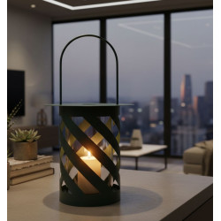 Lanterne Twist Saturn Teal – lanterne contemporaine – Ø 23 x 43 cm