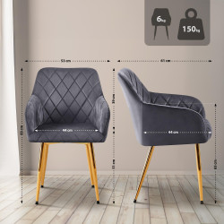 Lot de 2 chaises de salle à manger en velours Monett G