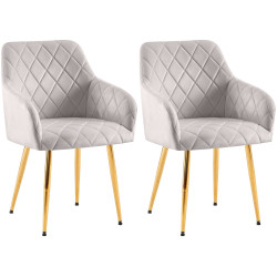 Lot de 2 chaises de salle à manger en velours Monett G