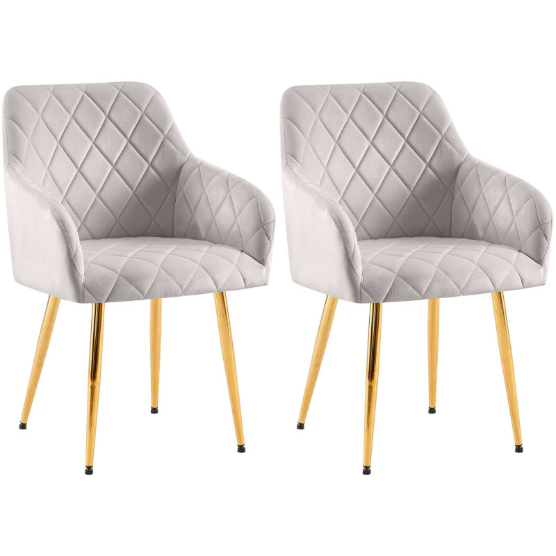 Lot de 2 chaises de salle à manger en velours Monett G