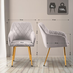Lot de 2 chaises de salle à manger en velours Monett G