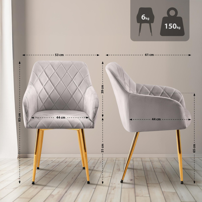 Lot de 2 chaises de salle à manger en velours Monett G