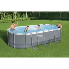 Kit Piscine hors sol tubulaire BESTWAY Power Steel™- 549 x 274 x 122 cm - Ovale (Avec filtre a cartouche, échelle, bвche, diffus