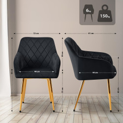 Lot de 2 chaises de salle à manger en velours Monett G