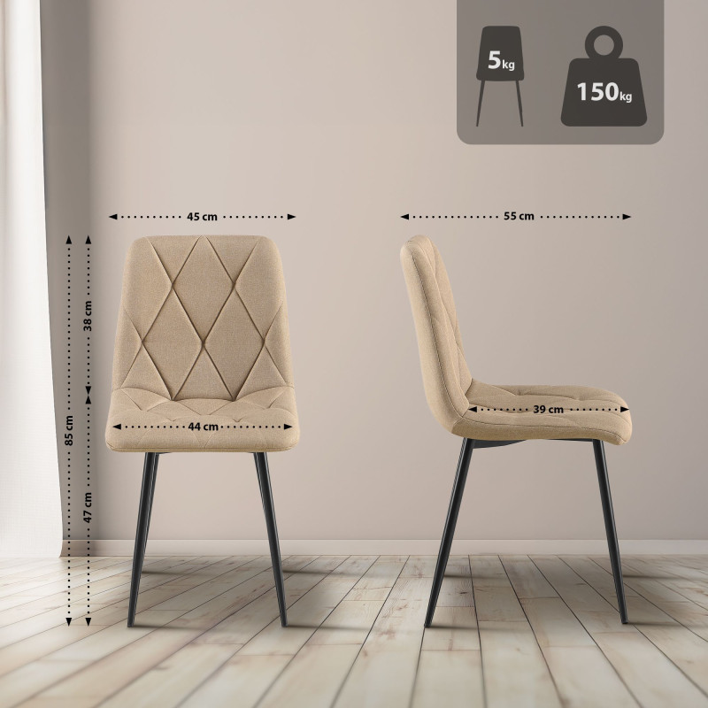 Lot de 2 chaises de salle à manger en tissu Clairton
