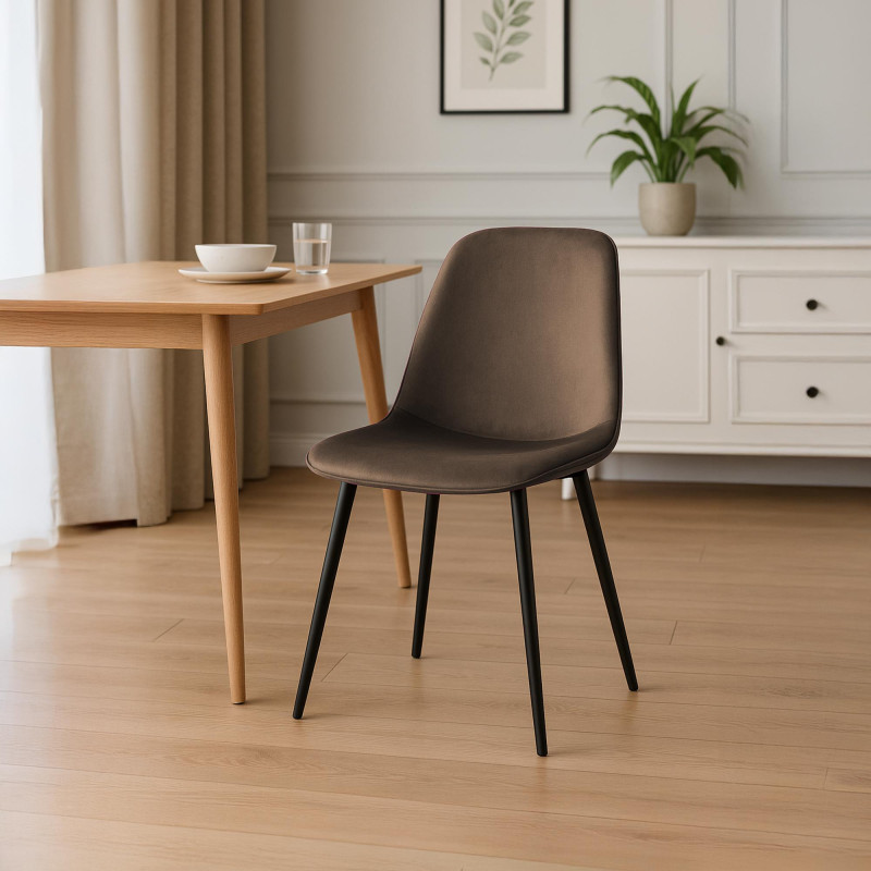 Lot de 2 chaises de salle à manger Maryam en velours