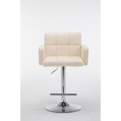 Sgabello Los Angeles in similpelle crema,cromo