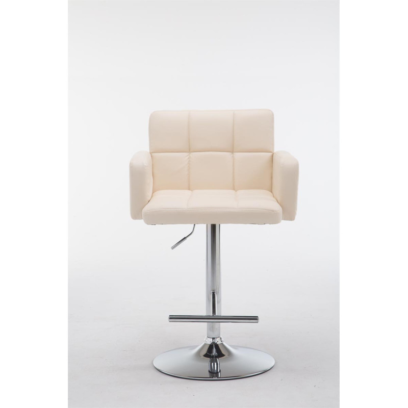 Sgabello Los Angeles in similpelle crema,cromo