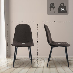 Lot de 2 chaises de salle à manger en tissu Maryam