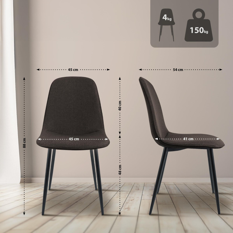 Lot de 2 chaises de salle à manger en tissu Maryam