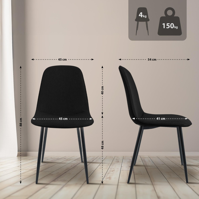 Lot de 2 chaises de salle à manger en tissu Maryam