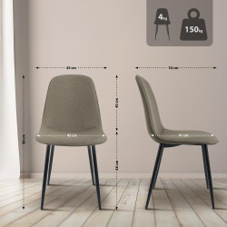 Lot de 2 chaises de salle à manger en tissu Maryam