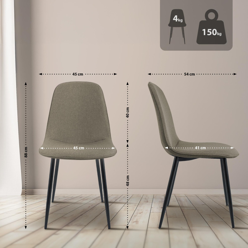Lot de 2 chaises de salle à manger en tissu Maryam
