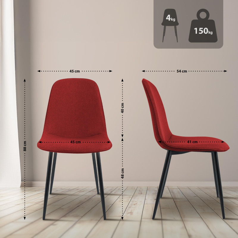 Lot de 2 chaises de salle à manger en tissu Maryam