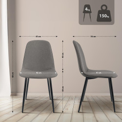 Lot de 2 chaises de salle à manger en tissu Maryam